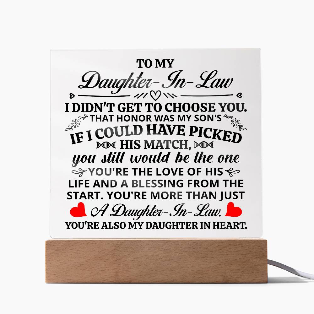 To My Daughter-in-Law – Honor – Square Acrylic Plaque