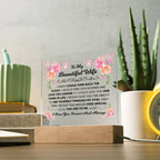 To My Beautiful Wife – Turn Back the Clock – Square Acrylic Plaque
