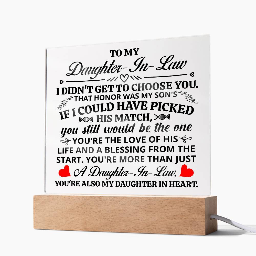To My Daughter-in-Law – Honor – Square Acrylic Plaque