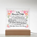 To My Beautiful Wife – Turn Back the Clock – Square Acrylic Plaque