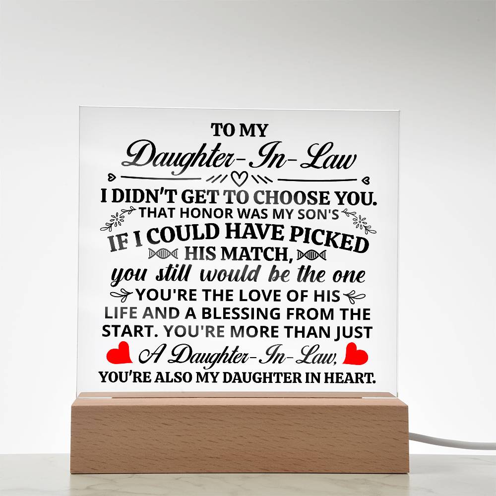 To My Daughter-in-Law – Honor – Square Acrylic Plaque