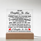 To My Daughter-in-Law – Honor – Square Acrylic Plaque