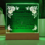 To My Beautiful Wife – Turn Back the Clock – Square Acrylic Plaque