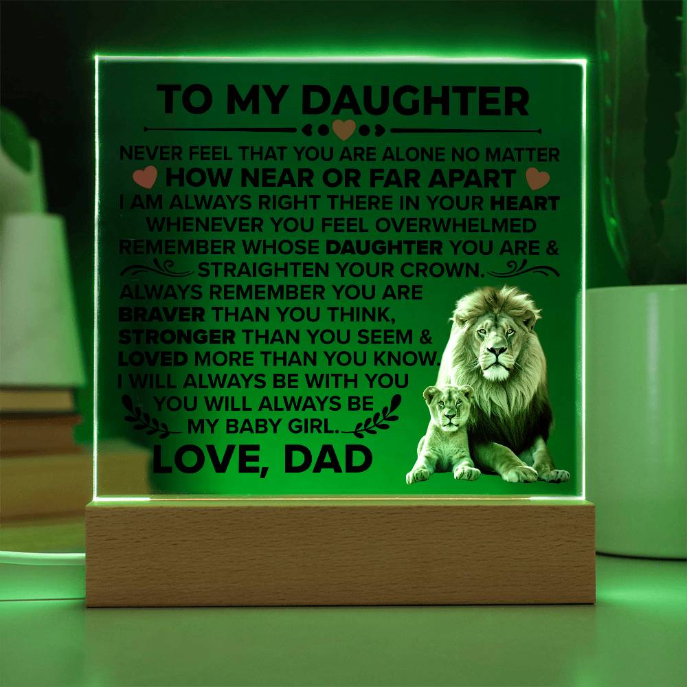 To My Daughter – Braver – Square Acrylic Plaque