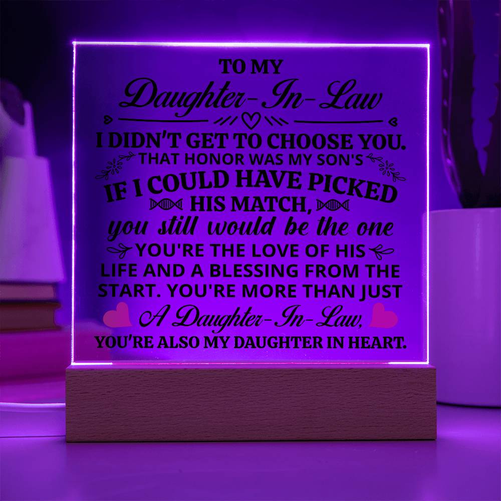 To My Daughter-in-Law – Honor – Square Acrylic Plaque