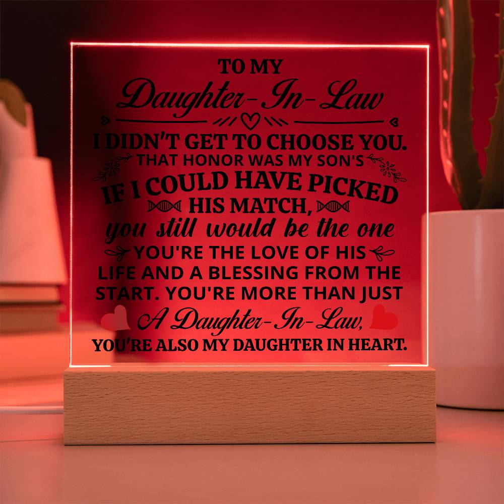 To My Daughter-in-Law – Honor – Square Acrylic Plaque