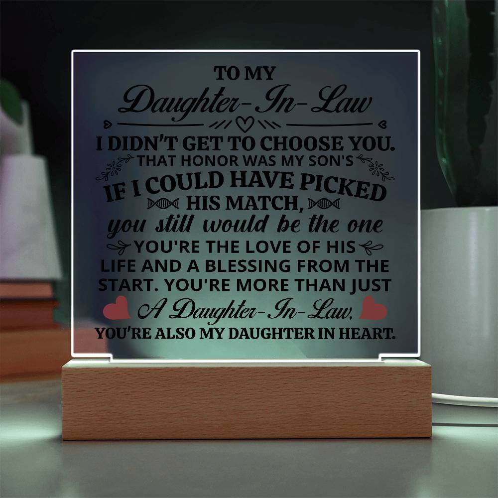 To My Daughter-in-Law – Honor – Square Acrylic Plaque