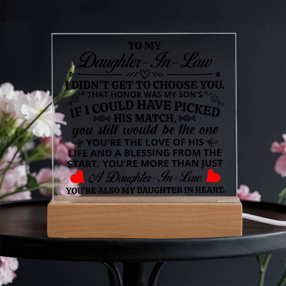 To My Daughter-in-Law – Honor – Square Acrylic Plaque