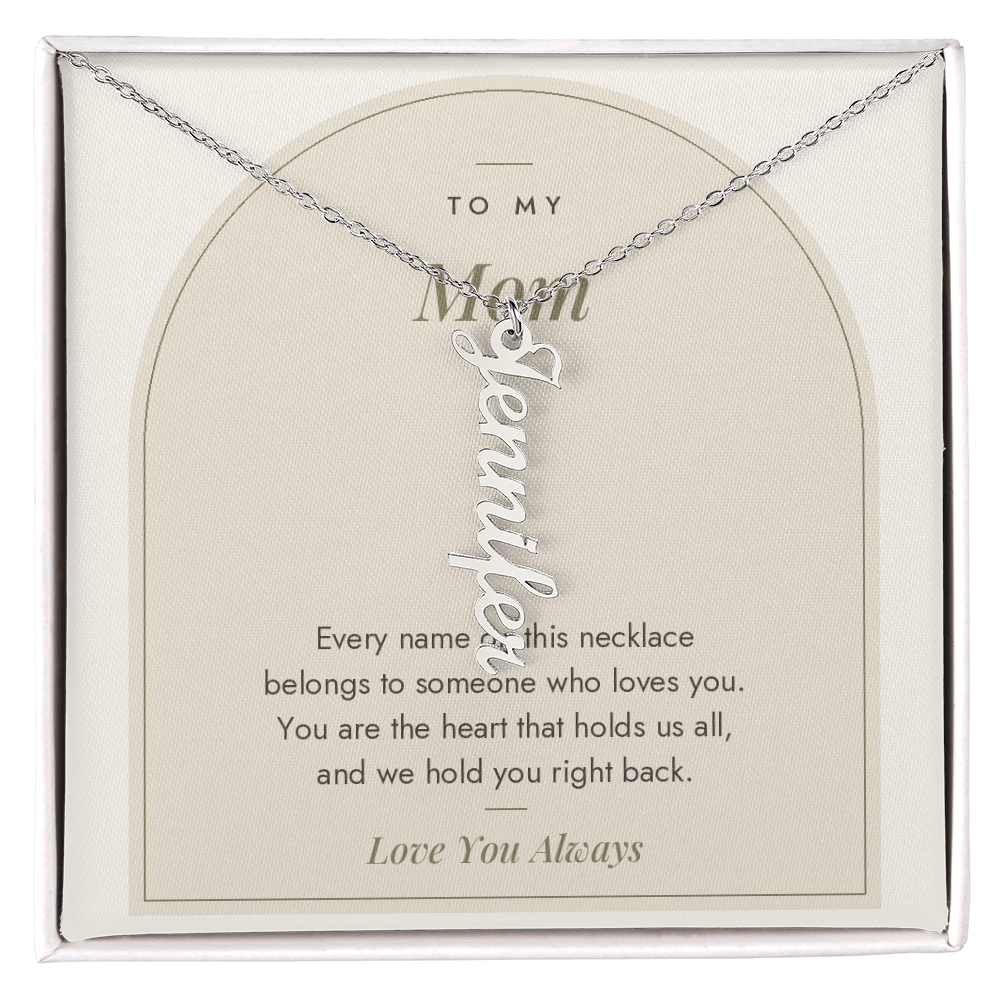 Vertical Name Necklace for Mom with personalized names, image 1