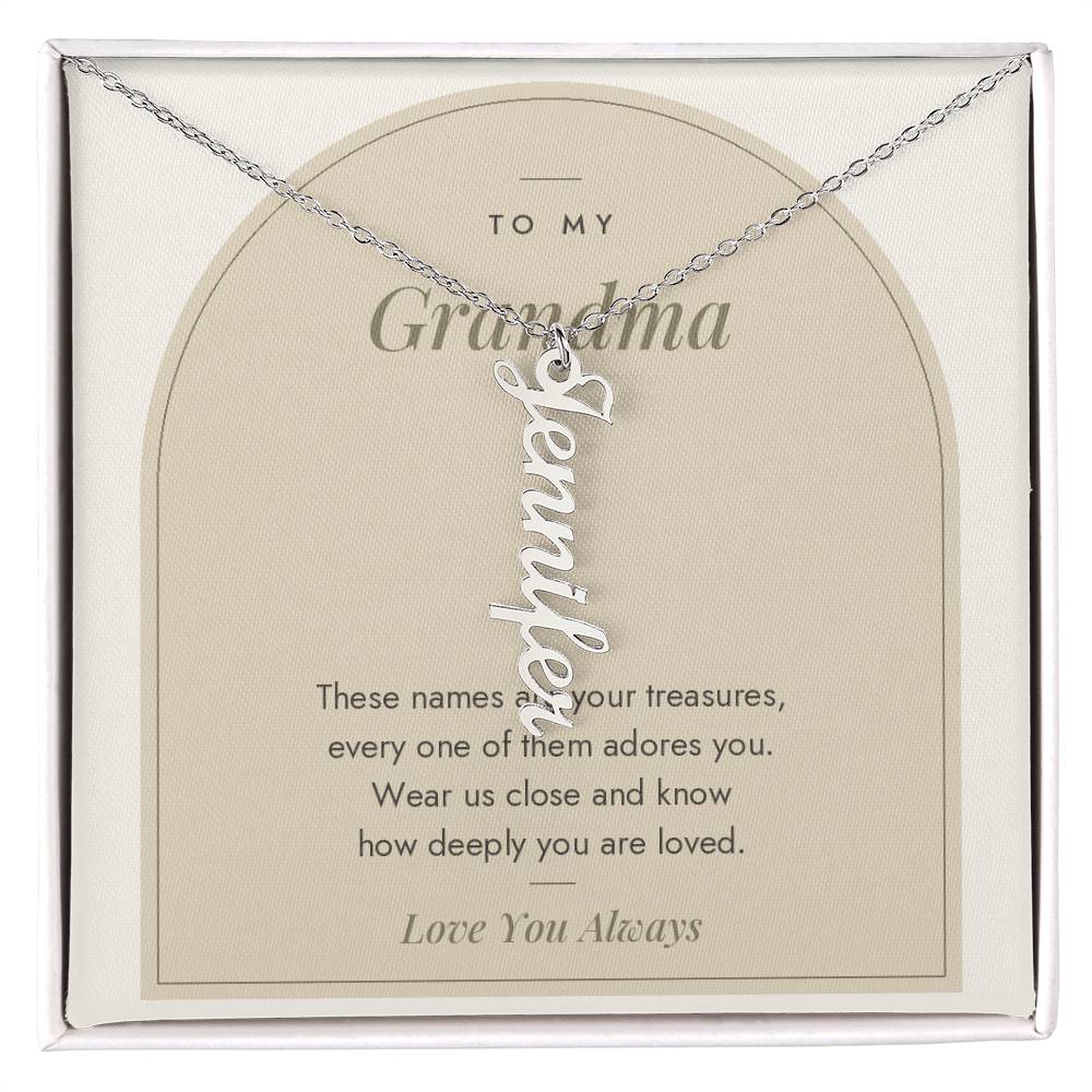 Vertical Name Necklace for Grandma with personalized names, image 1