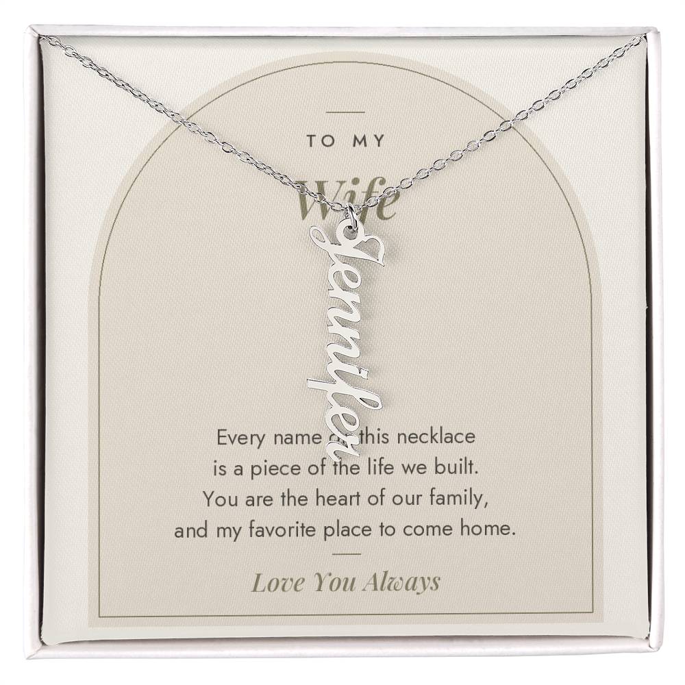 Vertical Name Necklace for Wife with personalized names, image 1