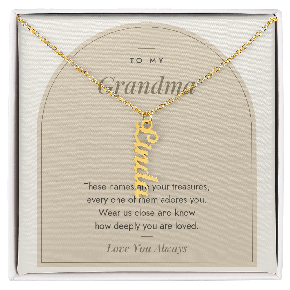 Vertical Name Necklace for Grandma with personalized names, image 2