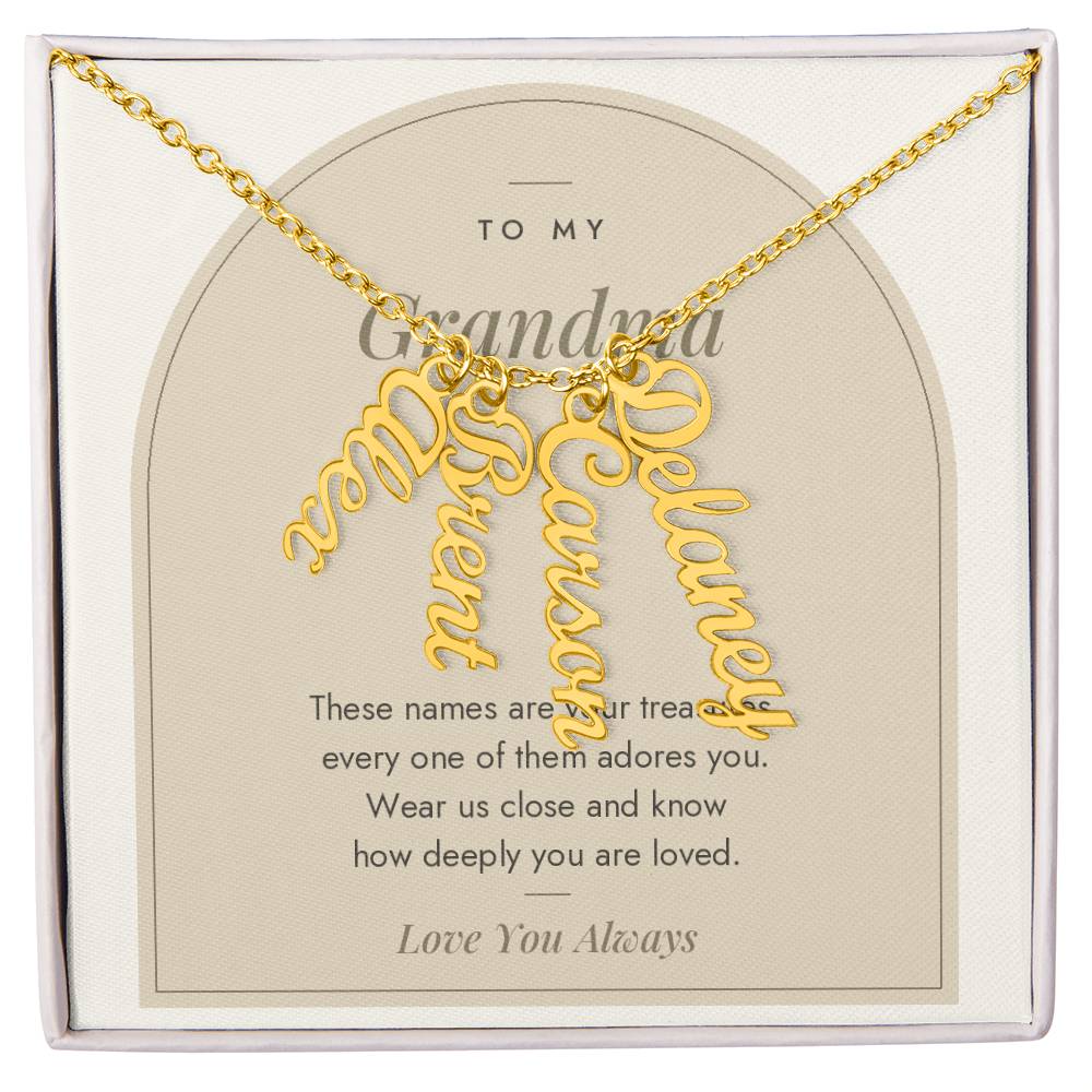 Vertical Name Necklace for Grandma with personalized names, image 14