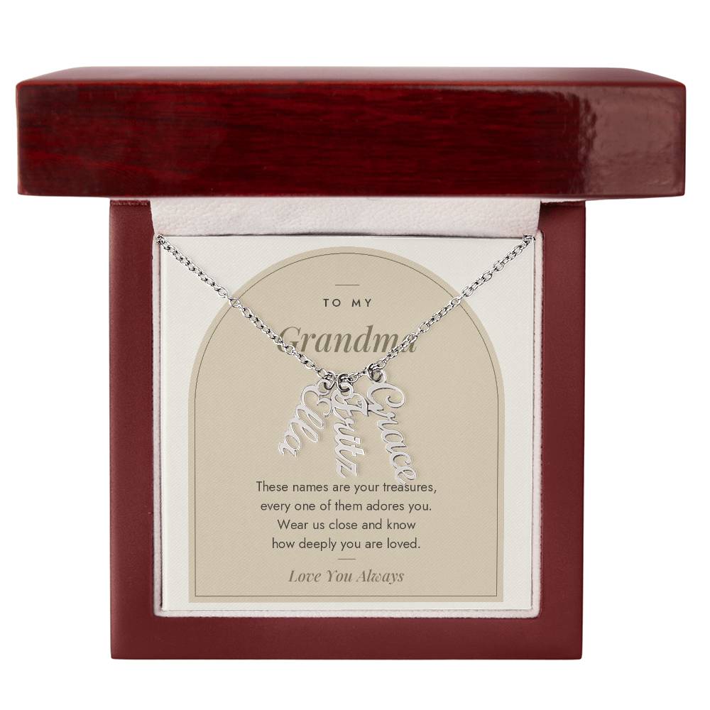 Vertical Name Necklace for Grandma with personalized names, image 11