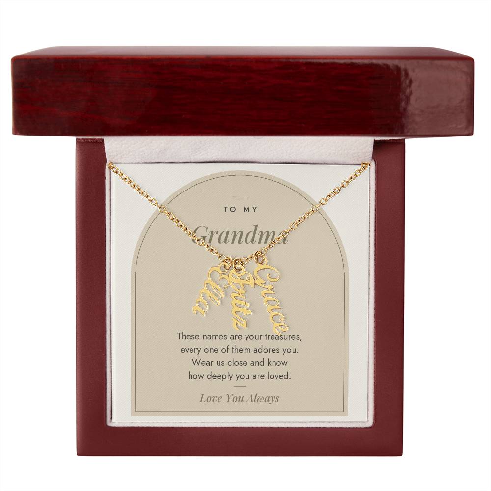 Vertical Name Necklace for Grandma with personalized names, image 12
