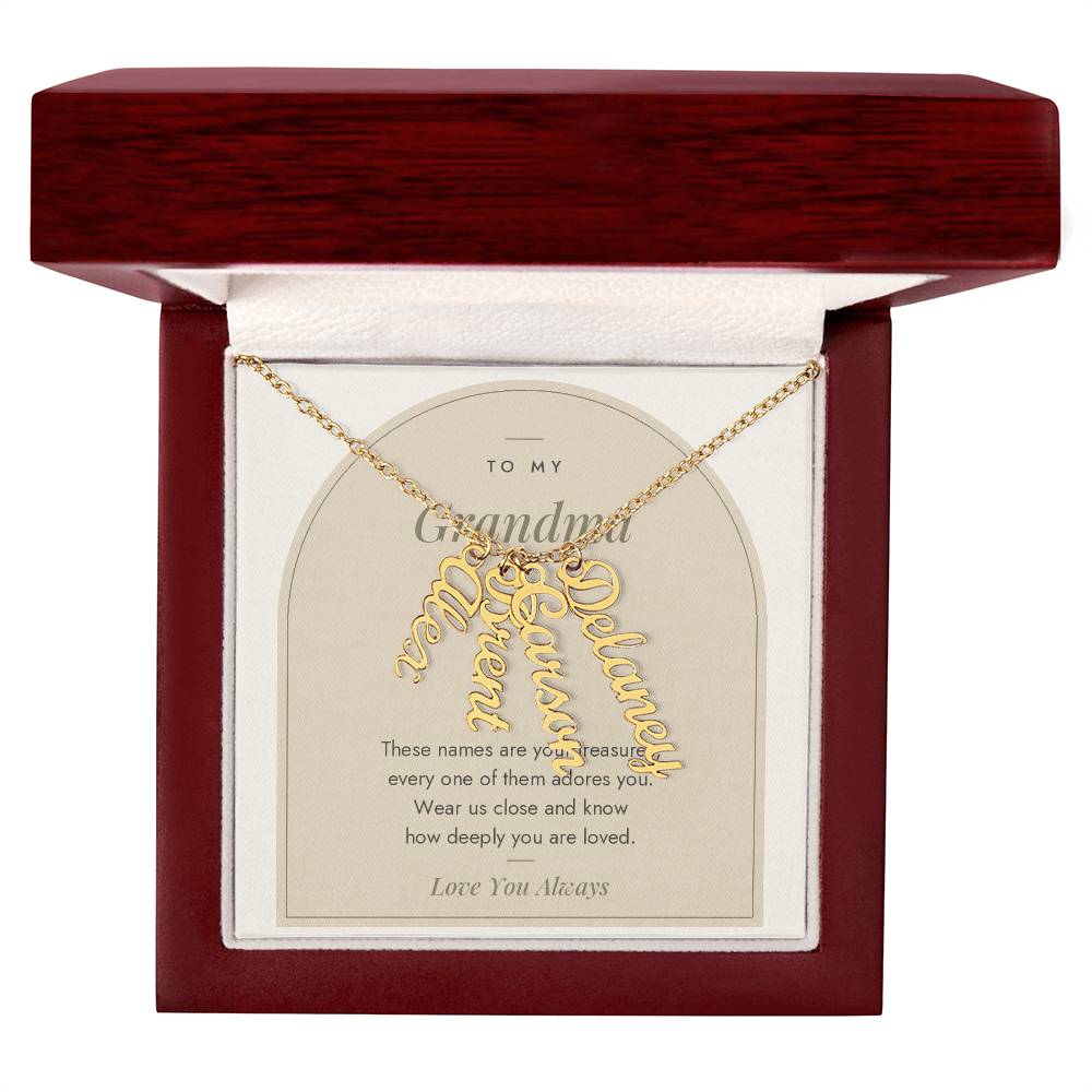 Vertical Name Necklace for Grandma with personalized names, image 16