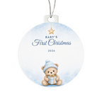 Baby's First Christmas Ornament 2026 – Boy Teddy Bear Acrylic Christmas Keepsake