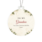 Round acrylic bulb ornament with To My Grandma design
