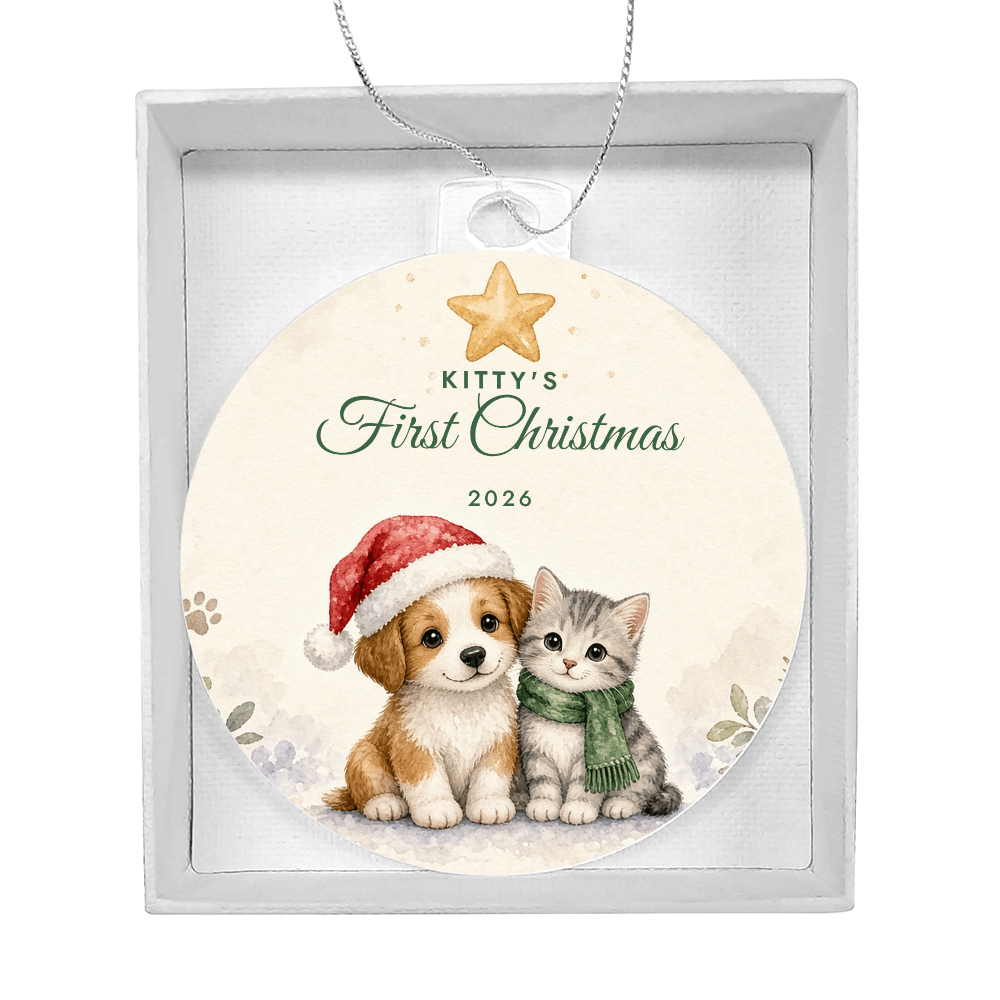 Kitty's First Christmas Ornament 2026 – Cat Acrylic Christmas Keepsake
