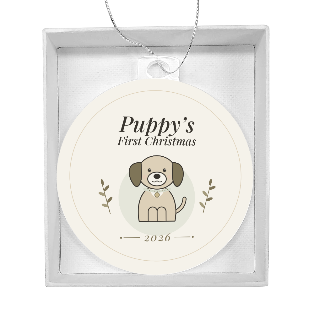 Puppy's First Christmas Ornament 2026 – Dog Acrylic Christmas Keepsake