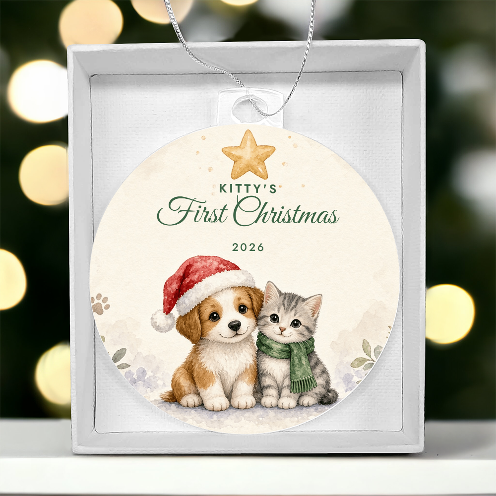 Kitty's First Christmas Ornament 2026 – Cat Acrylic Christmas Keepsake