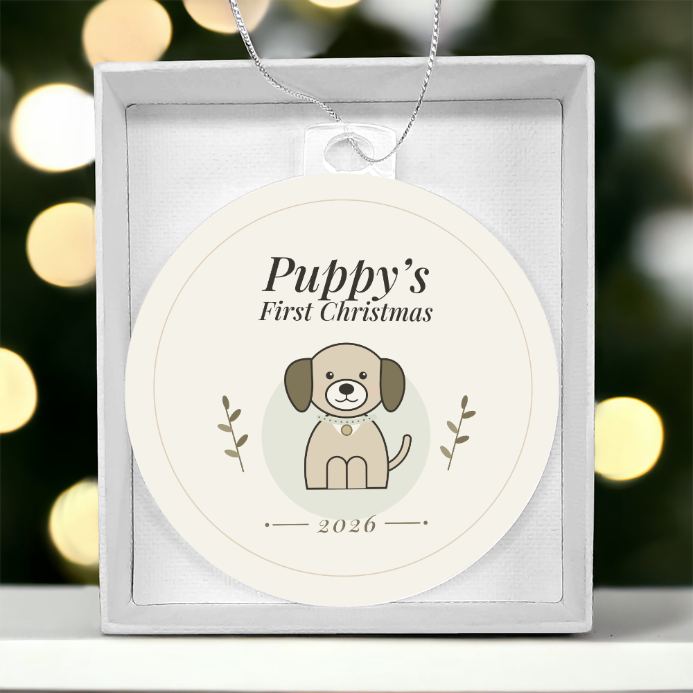 Puppy's First Christmas Ornament 2026 – Dog Acrylic Christmas Keepsake