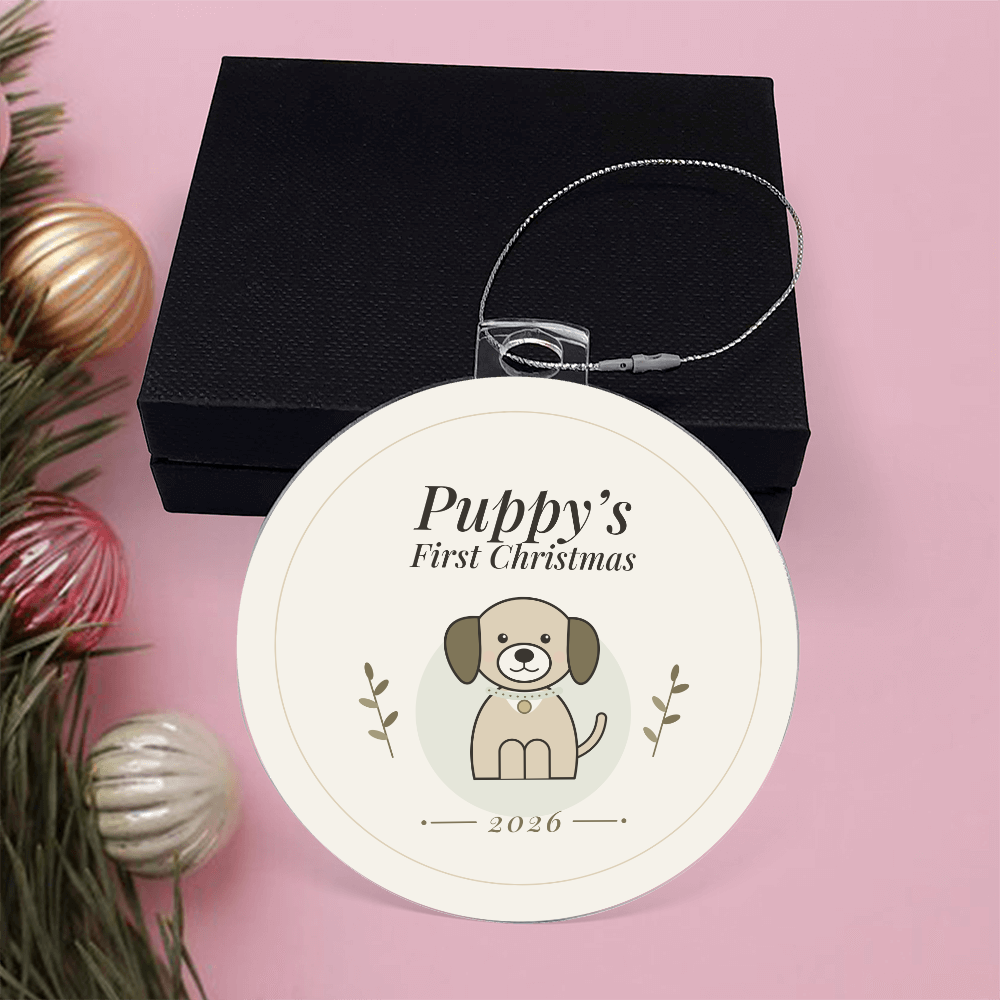 Puppy's First Christmas Ornament 2026 – Dog Acrylic Christmas Keepsake