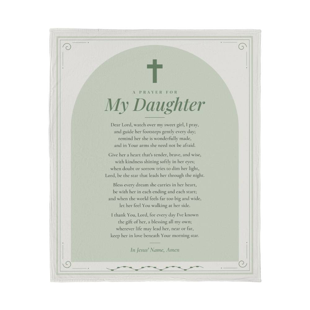 A Prayer for My Daughter fleece blanket with sage arch and cross