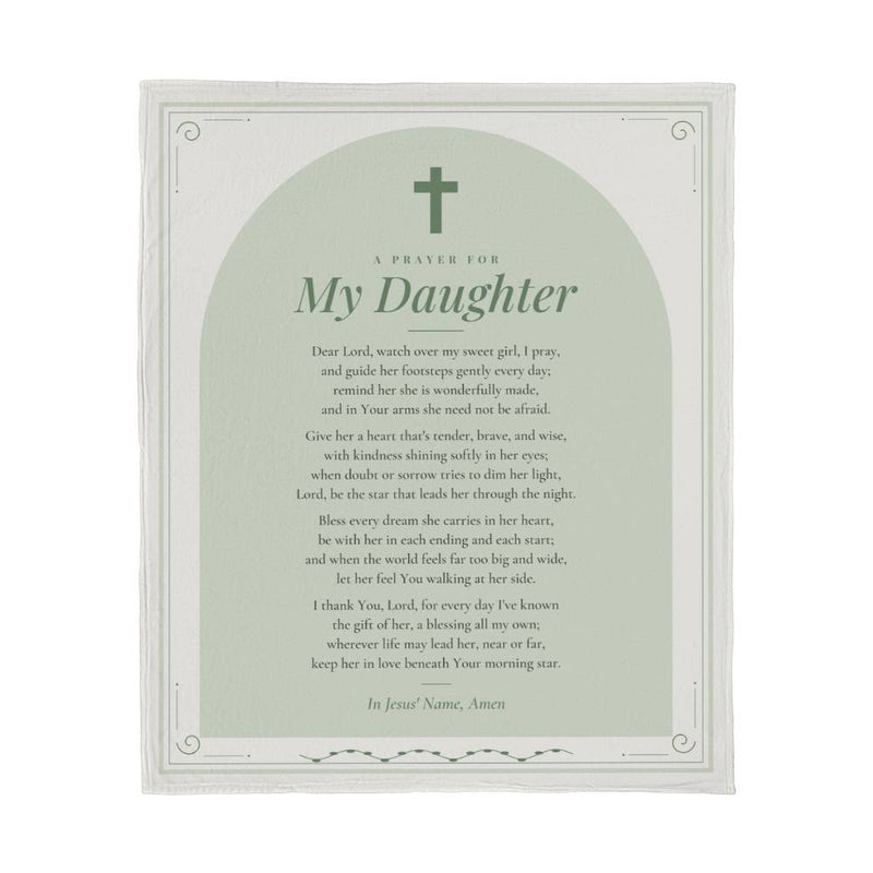 A Prayer for My Daughter fleece blanket with sage arch and cross
