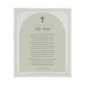 Mother's Prayer for My Son blanket, full front view of the sage prayer throw with cross