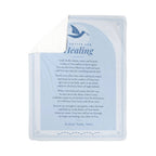 Light blue healing prayer blanket with folded corner showing soft sherpa back