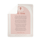 Full front view of soft pink prayer blanket for mom with printed prayer and title