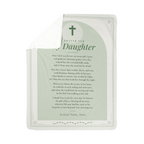Sage green prayer blanket for daughter with folded corner showing soft sherpa back