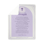 Lavender strength prayer blanket with folded corner showing soft sherpa back