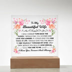 To My Beautiful Wife – Turn Back the Clock – Square Acrylic Plaque