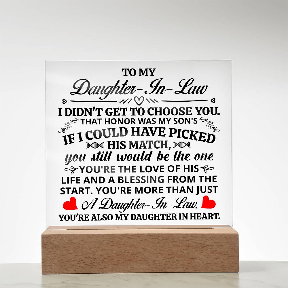 To My Daughter-in-Law – Honor – Square Acrylic Plaque