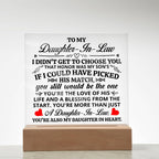To My Daughter-in-Law – Honor – Square Acrylic Plaque