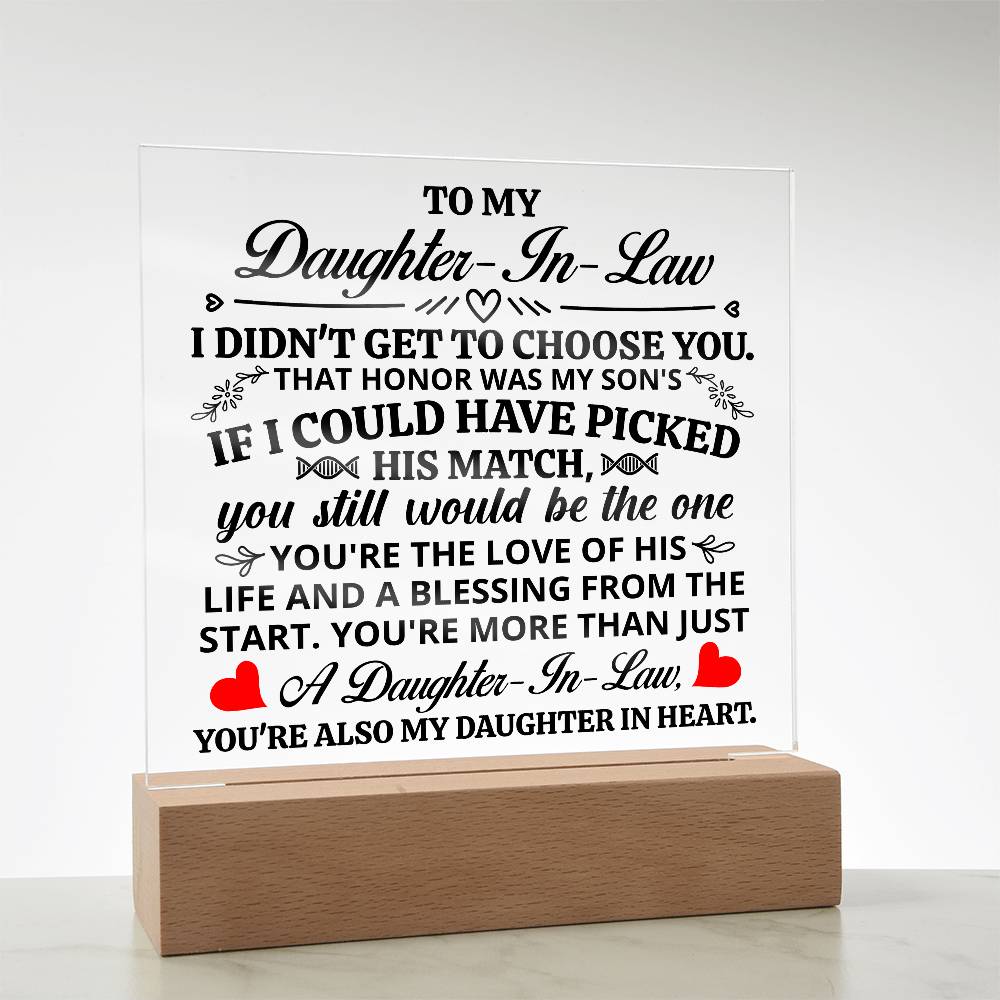 To My Daughter-in-Law – Honor – Square Acrylic Plaque