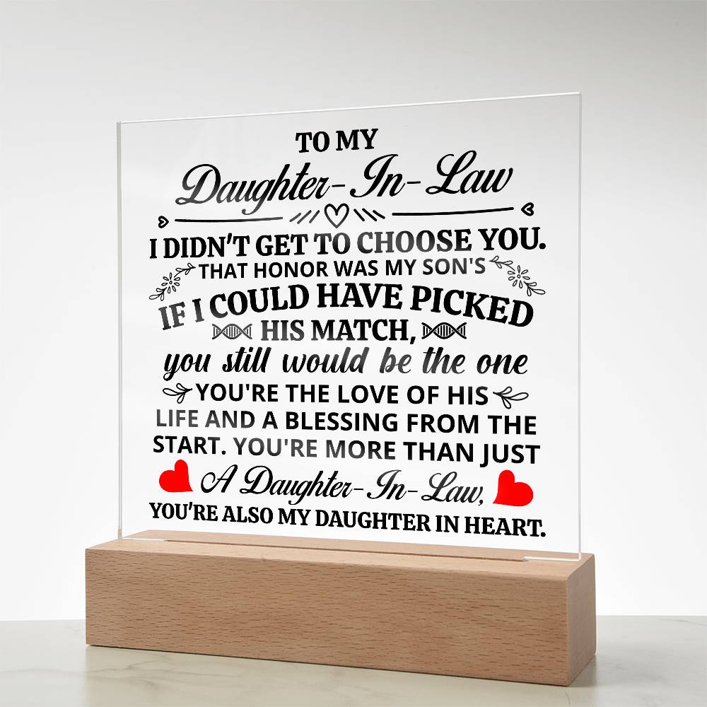 To My Daughter-in-Law – Honor – Square Acrylic Plaque