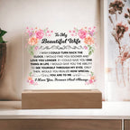 To My Beautiful Wife – Turn Back the Clock – Square Acrylic Plaque
