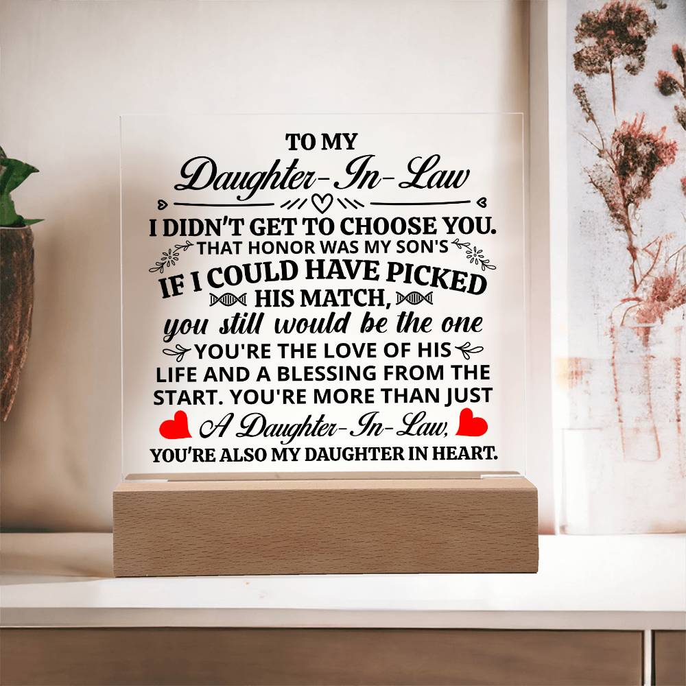 To My Daughter-in-Law – Honor – Square Acrylic Plaque