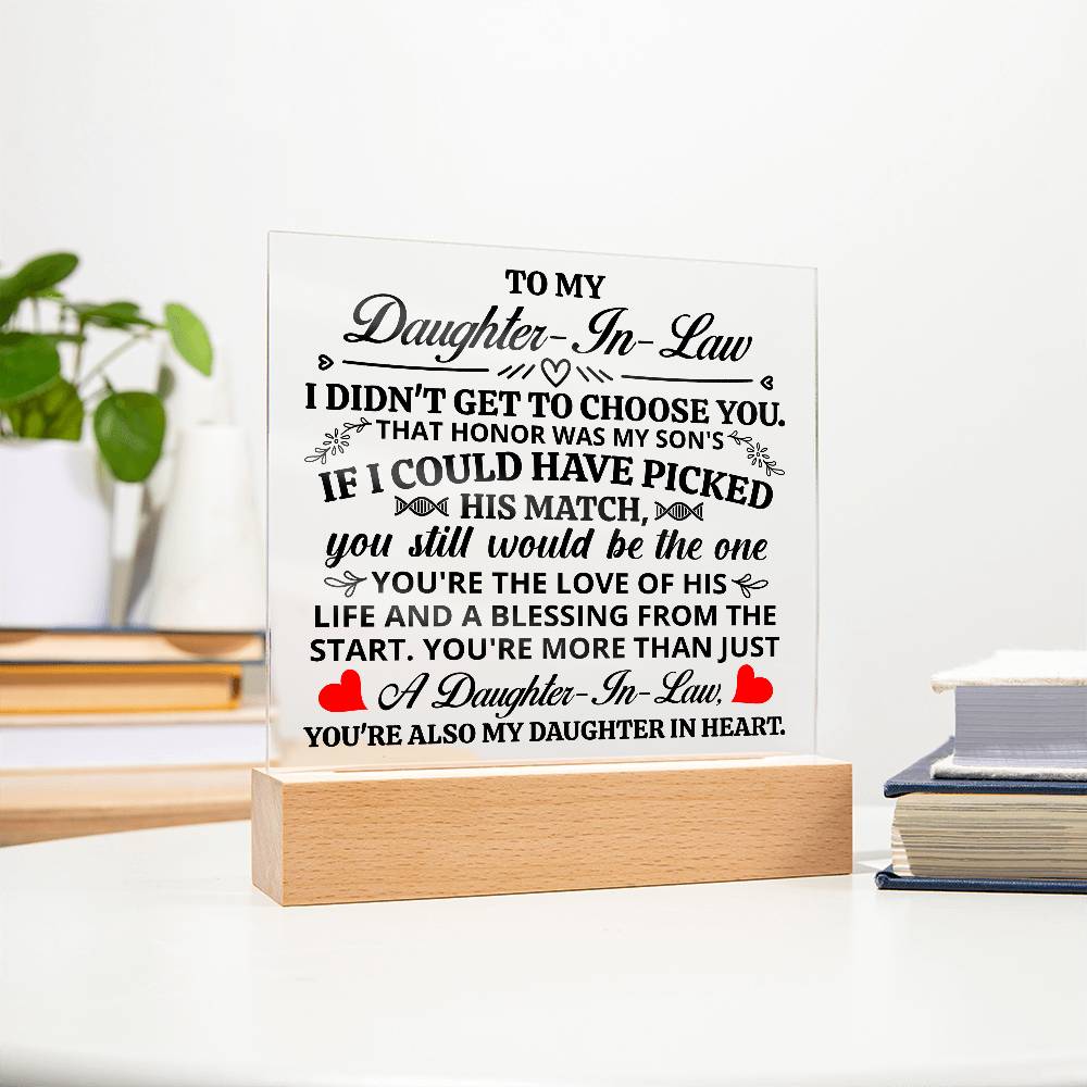 To My Daughter-in-Law – Honor – Square Acrylic Plaque