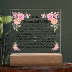 To My Beautiful Wife – Turn Back the Clock – Square Acrylic Plaque