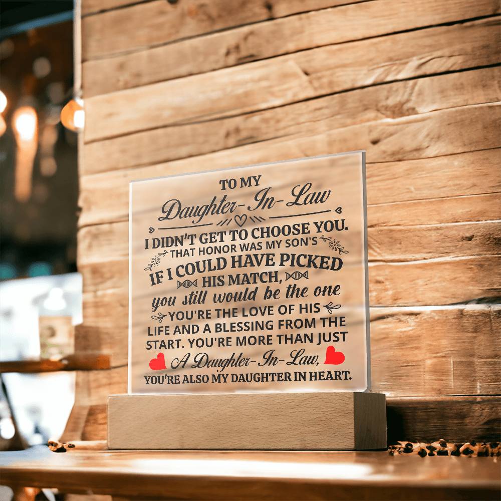 To My Daughter-in-Law – Honor – Square Acrylic Plaque