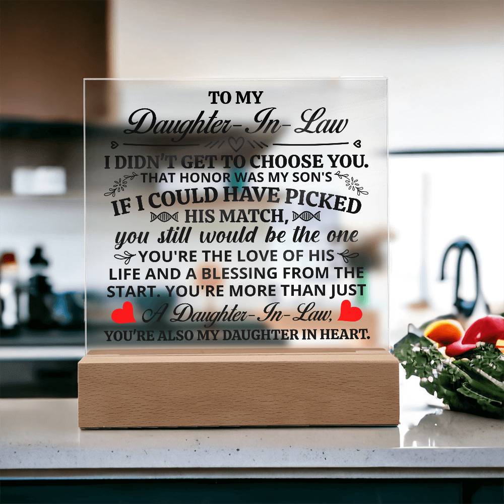 To My Daughter-in-Law – Honor – Square Acrylic Plaque