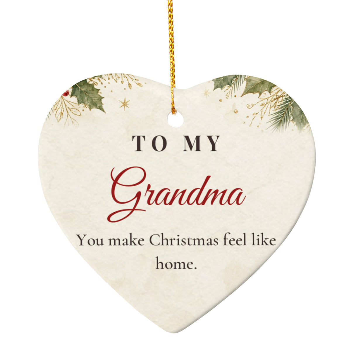 Grandma Christmas Ornament – Ceramic Heart