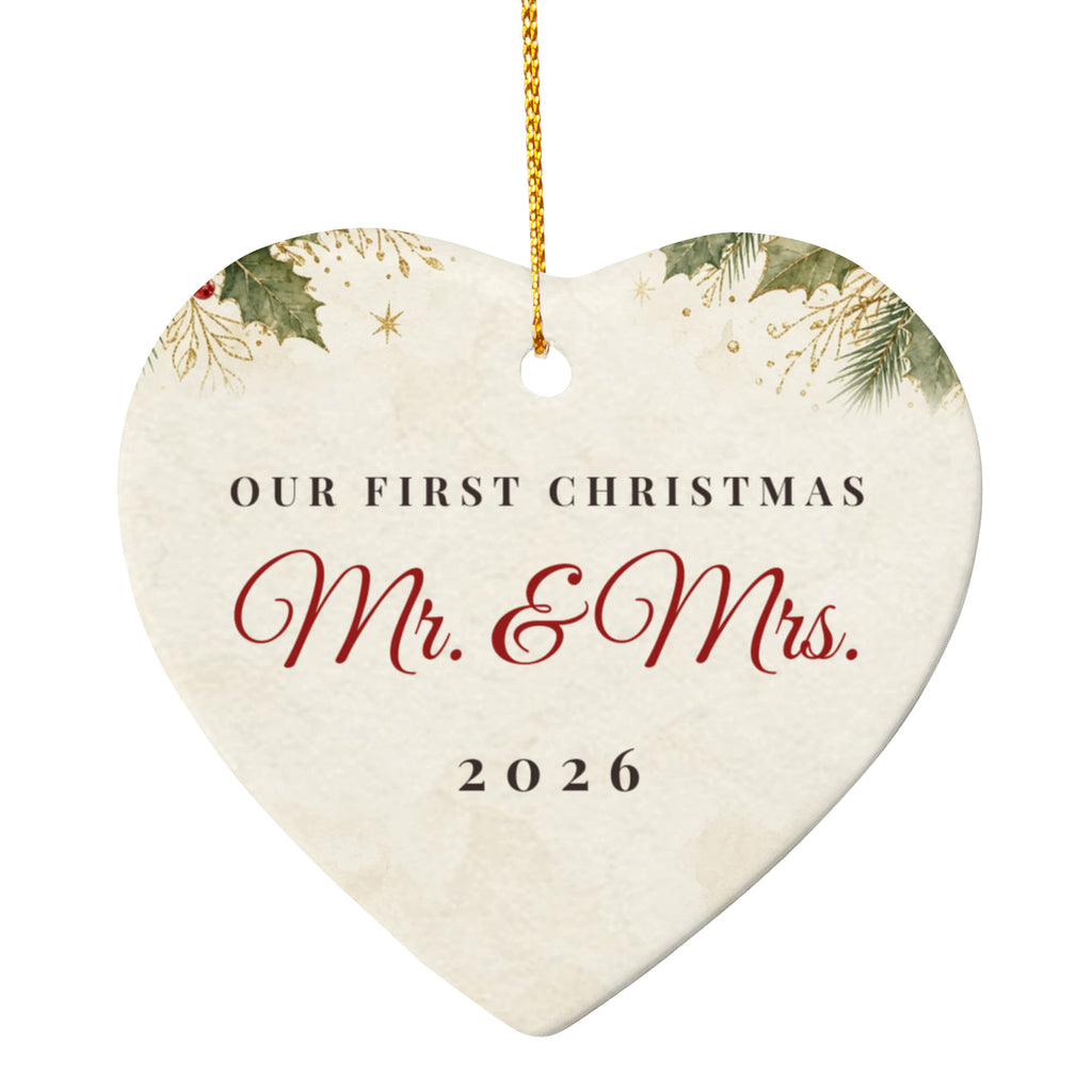 Our First Christmas Married Ornament 2026 – Ceramic Heart
