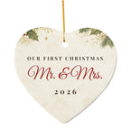 Our First Christmas Married Ornament 2026 – Ceramic Heart