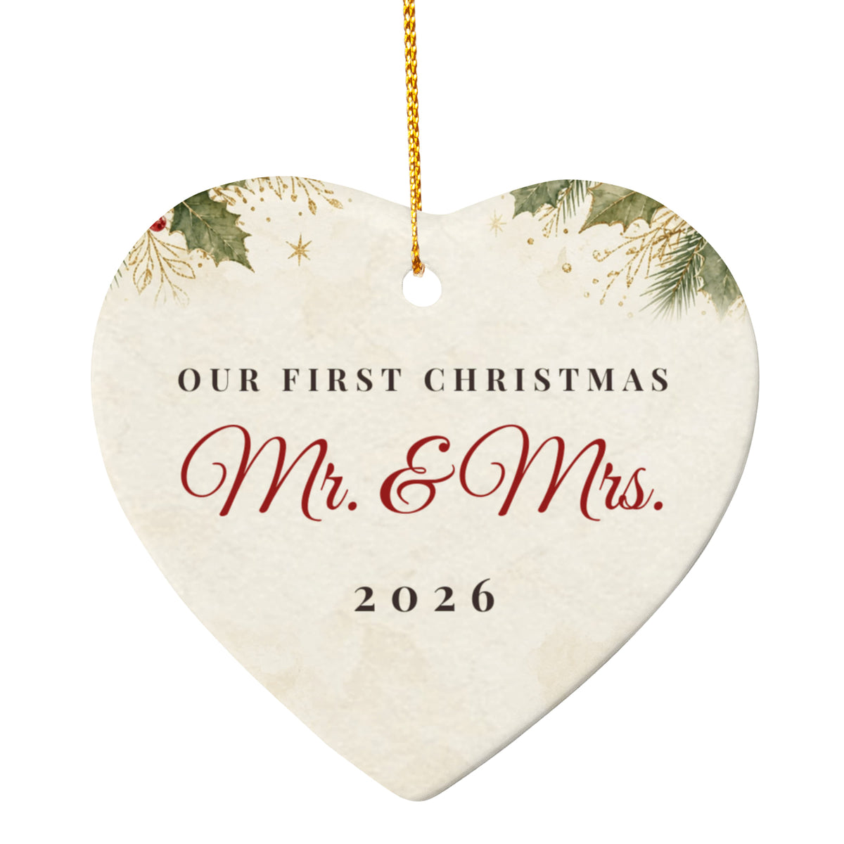Our First Christmas Married Ornament 2026 – Ceramic Heart