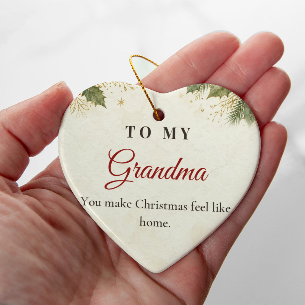Grandma Christmas Ornament – Ceramic Heart